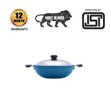 Load image into Gallery viewer, Non stick Kadai with SS lid | 24 cm | Blue
