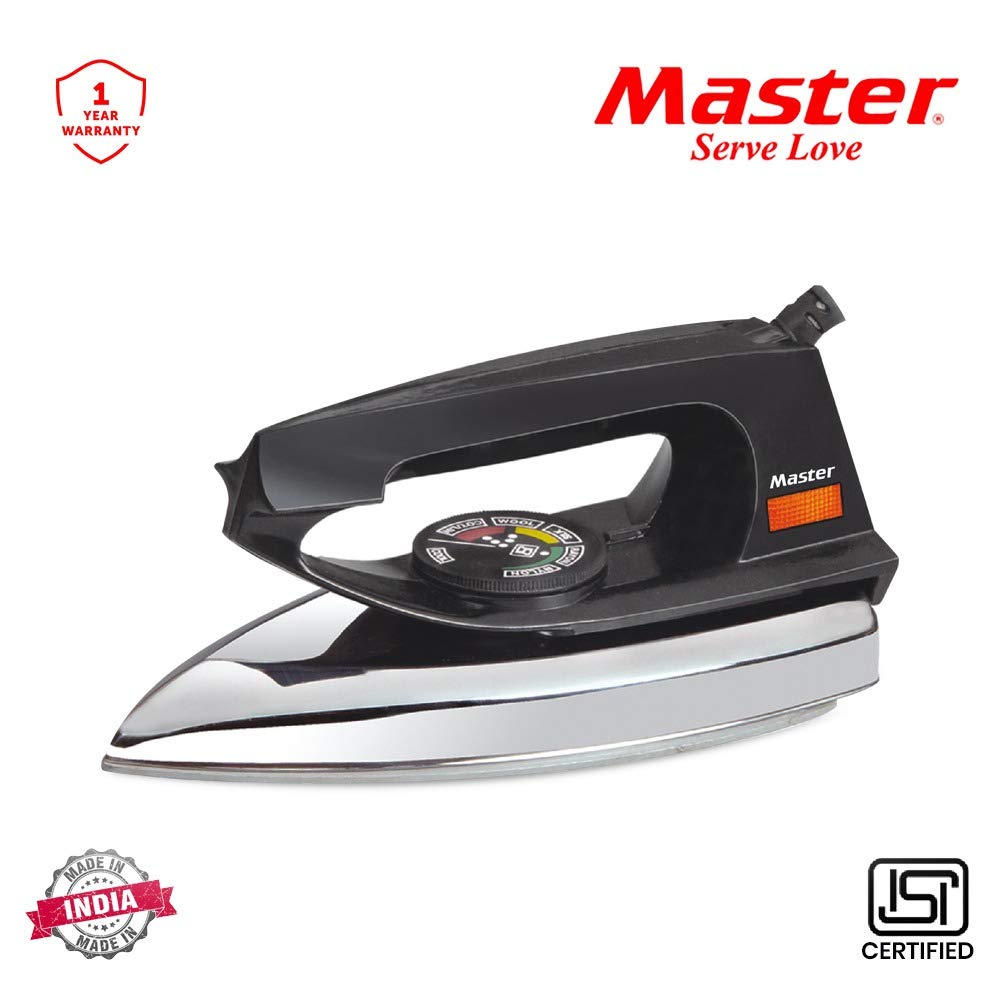 Master De-Luxe Automatic Electric 750 - Watt Dry Iron (Black and Silver)