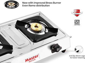 Master Perfect Mini Stainless Steel LPG 2 Burner Gas Stove (Silver)