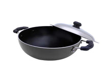 Load image into Gallery viewer, Non stick  Aluminium Kadai with stainless steel lid | 24cm | Grey | Made in India.

