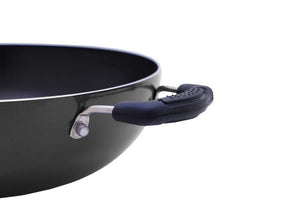 Non stick  Aluminium Kadai with stainless steel lid | 24cm | Grey | Made in India.