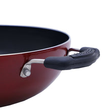 Load image into Gallery viewer, Non stick  Aluminum Kadai with stainless steel lid | 24cm | Maroon | Made in India.

