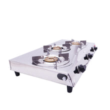Load image into Gallery viewer, Stainless steel 3 burner | LPG stove  | Easy Cleaning | Ergonomic Knobs | Made in India

