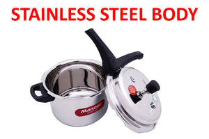 Stainless Steel Pressure Cooker | 6 Liter | Gas and Induction Stove Compatible | Made in India.
